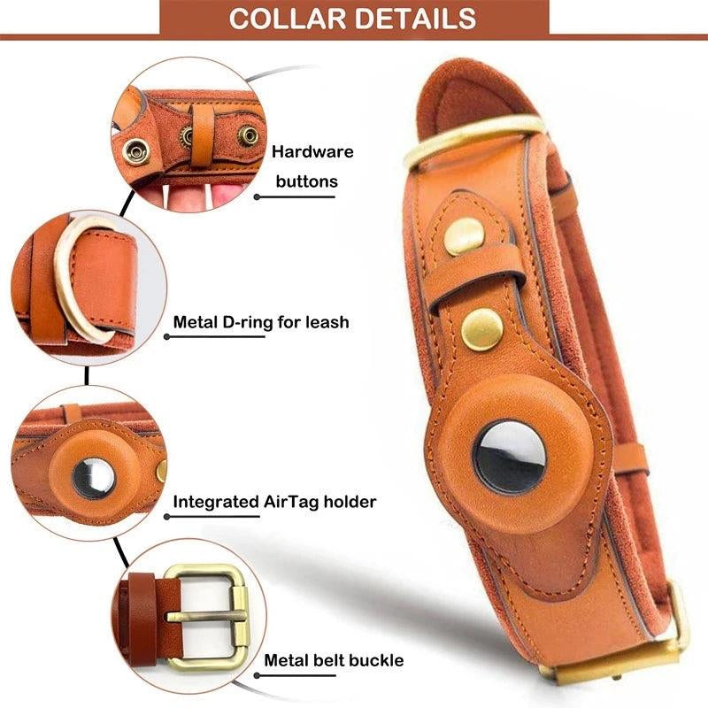 Premium Leather Airtag Collar + Anti-Lost Luxury Quality
