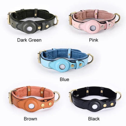 Premium Leather Airtag Collar + Anti-Lost Luxury Quality